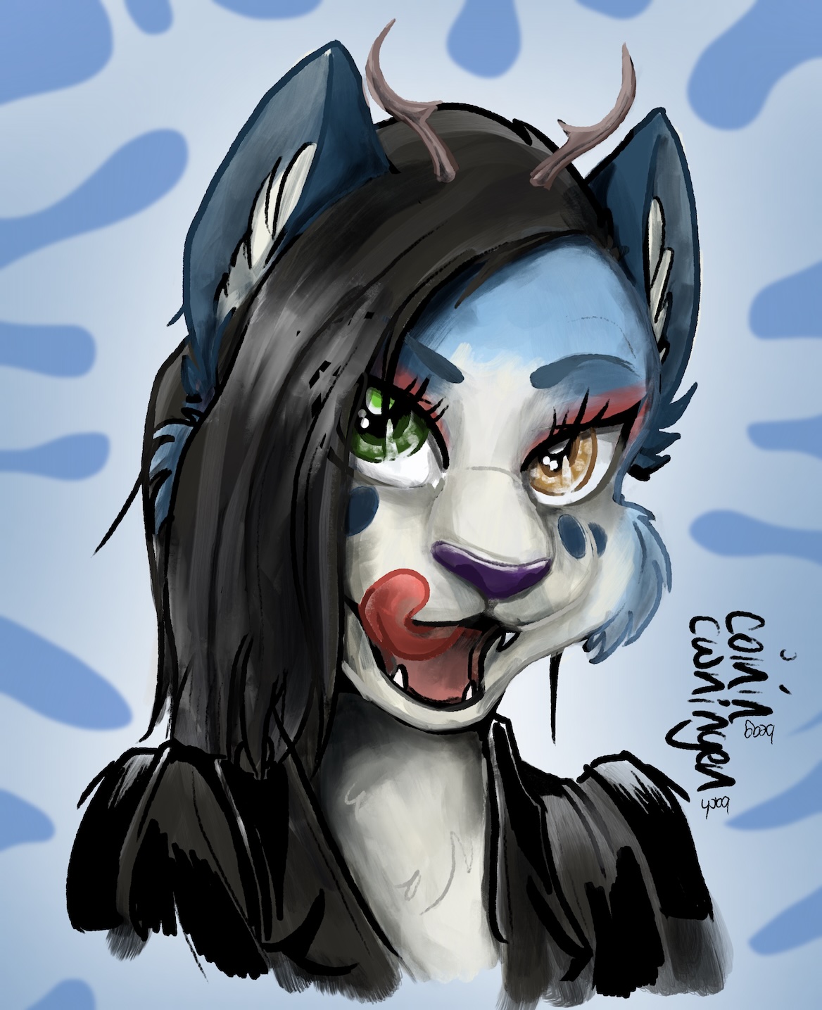 Character painting of an anthropomorphic cat