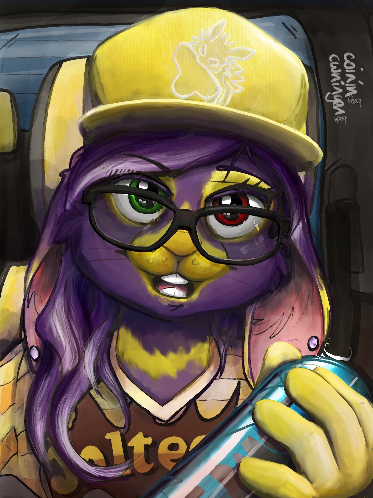 Character painting of an anthropomorphic rabbit